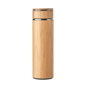 Custom Laser Logo 18OZ Natural Bamboo Tumbler 18/8 Stainless Steel Vacuum Insulated Bamboo Water Bottle With <b>Infuser</b> - Product Image 2