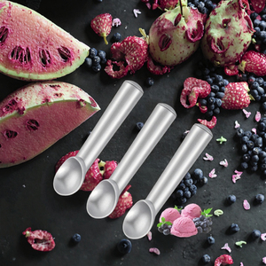 Ensemble de 3 cuillères à glace en acier inoxydable, faciles à démouler, compatibles lave-vaisselle, outils manuels pour la glace, cuillères en métal pour servir les desserts - Product Image 2