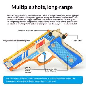 Pistolet à élastiques en bois, pistolet 3D assemblé à la main, blocs de construction, jouet éducatif scientifique et technologique, sans marque, 7-14 ans - Product Image 2