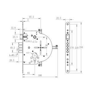 Serrure de porte à cylindre de sécurité supérieure, serrure à cylindre à <span class=keywords><strong>came</strong></span>, serrure de porte à cylindre à 4 goupilles, corps de serrure à mortaise - Product Image 5