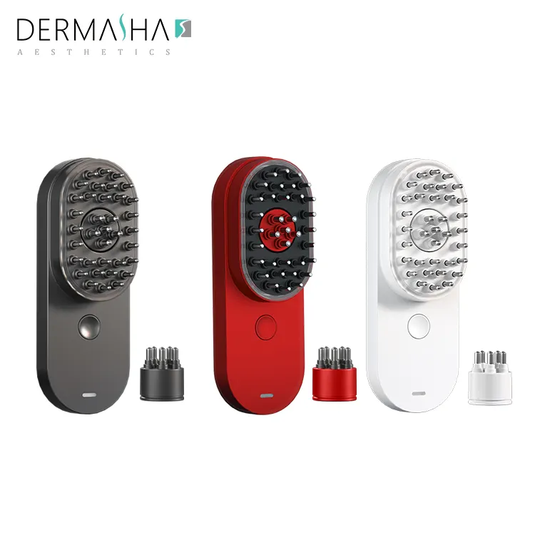 Dermasha OEM EMS Hair Growth Therapy Massager brush scalp applicator comb hair loss prevention device