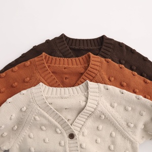Pull-over pour enfants printemps-automne, couleur unie, col en V, cardigan en tricot pour garçons, vêtements pour bébés en coton - Product Image 5