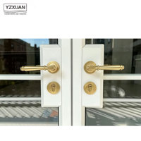 Porte double extérieure en verre à rupture de pont thermique en alliage d'aluminium, émaillée blanche, style arche française, luxe léger, pour salon