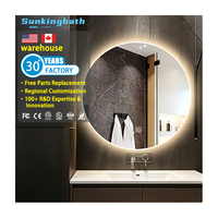Miroir de salle de bain intelligent rétroéclairé à LED rond, éclairé par LED, pour maquillage et vanité, idéal pour hôtels - Vente en gros usine