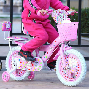Vélo pour fille de 12 pouces, couleur rose mignon, avec siège pour poupée, pour bébé de 2 à 6 ans, 4 roues, pneus blancs, vélo pour enfants en <span class=keywords><strong>acier</strong></span> avec roue éclairante - Product Image 6