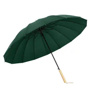 비 54 인치 자동적인 열려있는 바람 저항하는 목제 손잡이 큰 골프 우산을 위한 진한 빨강 방풍 큰 우산