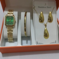 Ensemble de 5 montres pour femmes, design carré, bracelet en acier doré, montres à quartz, ensemble de bijoux en acier inoxydable