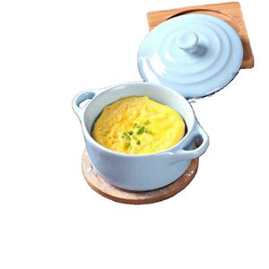 Cuenco de cerámica con tapa Crock-Pot Doble piel Leche <span class=keywords><strong>Desayuno</strong></span> Huevo al vapor Pudín Tazón Moldes para hornear Cuencos para niños - Product Image 4