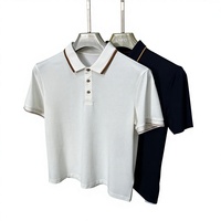 Polo en piqué pour homme avec logo personnalisé, coton de qualité supérieure, col contrasté, manches courtes, polos de golf de luxe pour homme, OEM/ODM
