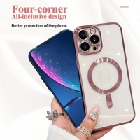 Coque de téléphone magnétique de luxe en TPU pour iPhone 17 Pro Max XS, en silicone souple électroplaqué, antichoc et compatible avec la recharge