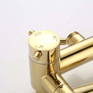 Ensemble de douche en laiton pour hôtels et résidences, finition dorée, mitigeur à poignée unique, cartouche céramique, jet de pluie doux - Product Image 5