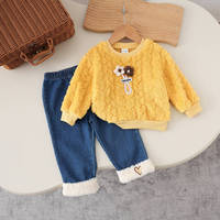 Baby Mädchen Fleece-gefüttertes Sweatshirt 2-teiliges Set Herbst Winter Warmes Freizeitoutfit für Kinder Tägliche Haus- und Outdoor-Bekleidung