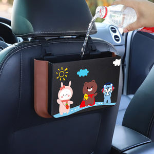 Cubo de basura para coche, contenedor de almacenamiento plegable colgante, organizador interior de coche de dibujos animados impermeable de 3-6L para uso en el asiento trasero - Product Image 1