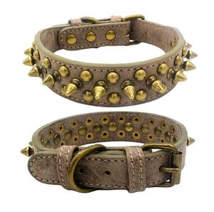 Kingtale Groothandel Op Maat Gemaakte Lederen Hondenhalsband Met Klinknagel Duurzame Halsband Voor Grote Honden - Product Image 1