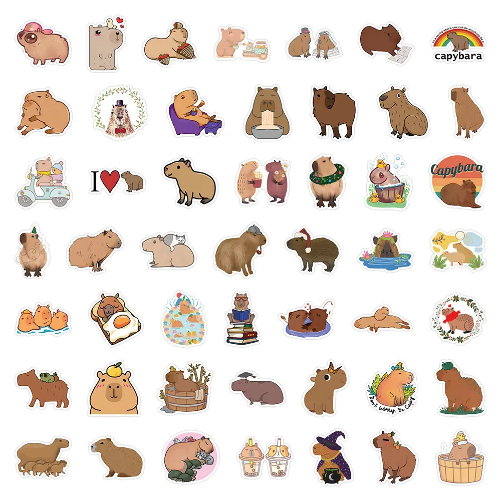 Good Selling Pieces Of New Animal Series Cute Capybara Graffiti Stickers Car Suitcase Water Cup Waterproof Stickers Wholesale