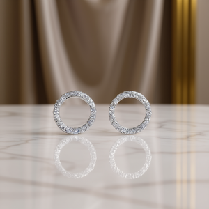 Orecchini in Oro Bianco con Diamanti Taglio Brillante Rotondo Colore G Diamanti Naturali Stile Classico per Uso Quotidiano Femminile - Product Image 2