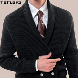 Custom Heavyweight Knit <b>Cardigan</b> <b>Men</b> Cream Double Breasted <b>Shawl</b> Collar Streetwear <b>Men'S</b> Sweaters Manufacturers Bulk - Product Image 5