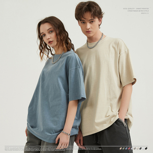 เสื้อยืดแฟชั่นแบรนด์ผู้ชาย แขนสั้น ผ้าคอตตอนหนา 250 กรัม สไตล์วินเทจ  รับสกรีนโลโก้ด้วยเทคนิคพัฟฟ์ ทรงหลวม ขายส่ง - Product Image 4