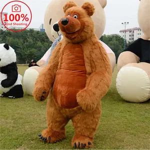 Fantasia inflável de mascote de anime adulto Masha Bear, cosplay personalizado de pelúcia, mascote de carnaval animal