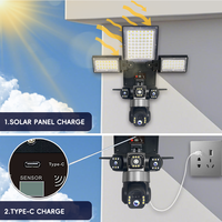 Lampadaires solaires LED 40W IP65 à double lampe, caméra intelligente WiFi 4G PTZ 3 objectifs 9MP avec contrôle par application et surveillance à distance