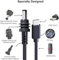 Kabel USB Starlink Mini 1M Tahan Air PD 20V Input Tipe C Output DC untuk Peralatan Satelit dengan Protokol Pengisian Cepat 65W