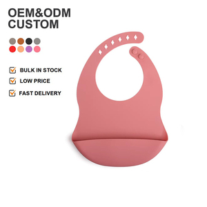 Bavoirs pour bébé en silicone souple imperméable OEM, bavoirs pour nourrissons avec bouton, sans produits toxiques, pour l'alimentation des bébés et des enfants - Product Image 1