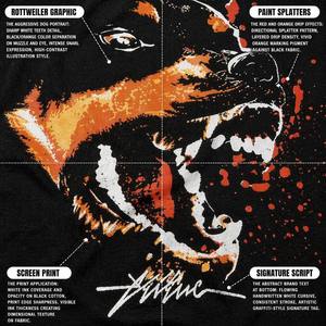 Camiseta de Manga Corta de Algodón con Estampado Gráfico de Perro <span class=keywords><strong>Rottweiler</strong></span>, Color Negro Personalizado, 220 Gramos, para Hombre, Estilo Hip Hop Atrevido - Product Image 2