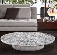 Table basse en acier inoxydable ondulé pour salon de villa italienne, table basse moderne de luxe léger en cristal transparent