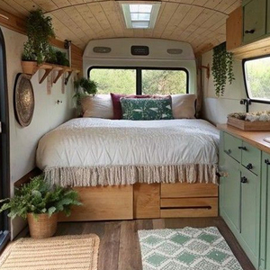 Parure de lit de luxe moderne pour camping-car, 4 pièces, en lin/coton écologique 300 fils, drap-housse doux, court et respirant - Product Image 6