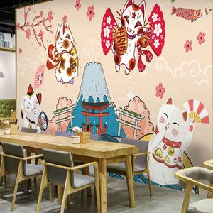 ภาพจิตรกรรมฝาผนังตกแต่งร้านอาหารญี่ปุ่นวอลล์เปเปอร์แมวบุคลิกภาพซูชิร้านอาหาร - Product Image 3