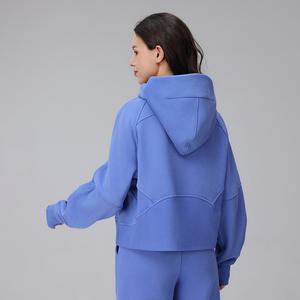 <span class=keywords><strong>Sudadera</strong></span> con <span class=keywords><strong>Capucha</strong></span> Forrada de Felpa, Cortavientos, con Media Cremallera, Antibacteriana, Holgada, para Mujer, de Algodón, Cálida - Product Image 2