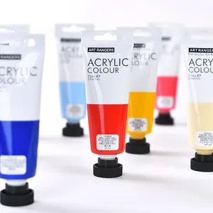 Tubo de 75ml de 6 colores profesional no tóxico personalizado de fábrica para artista niños pintura artística para Kit de pintura de roca pintura acrílica