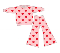 Ensemble de 2 pièces de vêtements pour bébé fille pull en tricot avec nœud en forme de cœur pour la Saint-Valentin