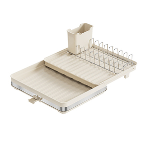 Escurridor de Platos Moderno, Ajustable y Extensible, de Plástico y Metal, para Ahorrar Espacio en la Encimera de la Cocina, Plegable, con Cesta para Cubiertos Extraíble - Product Image 2