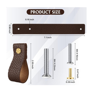 Wholesale drawer leather handles, <b>cabinet</b> leather handles, anti-static and anti-collision single-hole door handles with double - Product Image 3