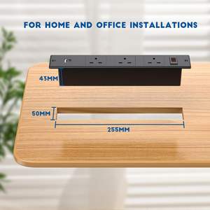 Regleta de Enchufes Industrial Empotrable de 13A para Escritorio de Oficina, Toma de Corriente Integrada para <span class=keywords><strong>Muebles</strong></span> con Interruptor - Product Image 5