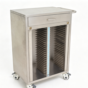 Chariot de classement médical Medco <span class=keywords><strong>en</strong></span> acier inoxydable de haute qualité, résistant à la rouille, 60 compartiments, pour hôpitaux, cliniques et salles de soins - Product Image 5