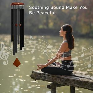 50-inch Black Aluminum-<b>wood</b> <b>Wind</b> <b>Chime</b>, Outdoor Waterproof, Holiday Gift, Outdoor Home Decoration - Product Image 2