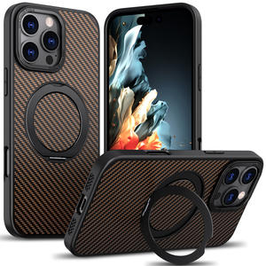 แหวนแม่เหล็กคาร์บอนไฟเบอร์แบบปรับได้2 in 1 PC แบบแข็ง TPU แบบนิ่มสำหรับ iPhone 17 Air 17 16 15 <span class=keywords><strong>14</strong></span> 13 PRO MAX - Product Image 1