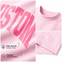 Sudadera Reversible Personalizada OEM para Mujer, Sudadera de Alta Calidad con Parche de Puntos Bordados, Cuello Alto Simulado, Sudadera Extra Grande