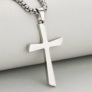 Collier simple avec pendentif croix en acier inoxydable pour femmes et hommes, argent, or, noir, breloques religieuses, bijoux punk hip hop, cadeaux - Product Image 5