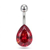 Vente en gros de piercings de nombril sexy en forme de grosse goutte d'eau, en acier inoxydable serti de diamants et de pierres CZ