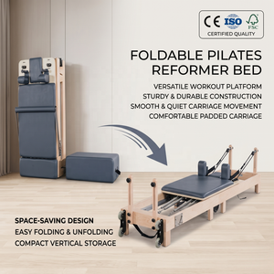 Reformer <span class=keywords><strong>Pilates</strong></span> Pieghevole in Legno per Correzione Posturale, Uso Domestico e Clinico, Attrezzatura per Studio <span class=keywords><strong>Pilates</strong></span> - <span class=keywords><strong>Pilates</strong></span> Ecologico - Product Image 1