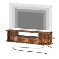 Support TV flottant de 52 pouces avec prise de courant et USB, console TV murale, centre de divertissement flottant moderne, étagère murale pour TV