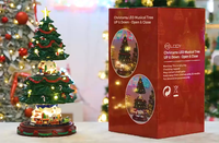 Weihnachtliche Große Leuchtende Plastik-Musikbox im Europäischen Stil mit Drehendem Zug für Feiertagsdekoration