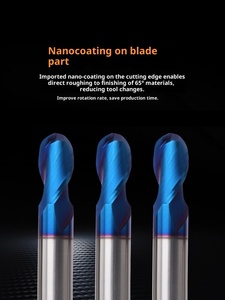 Fresa de extremo esférico de carburo de tungsteno de 65 grados con doble filo y recubrimiento de carburo, herramienta CNC de ángulo de hélice de 10-12 grados, personalizable ODM/OEM, de Taiwán - Product Image 2