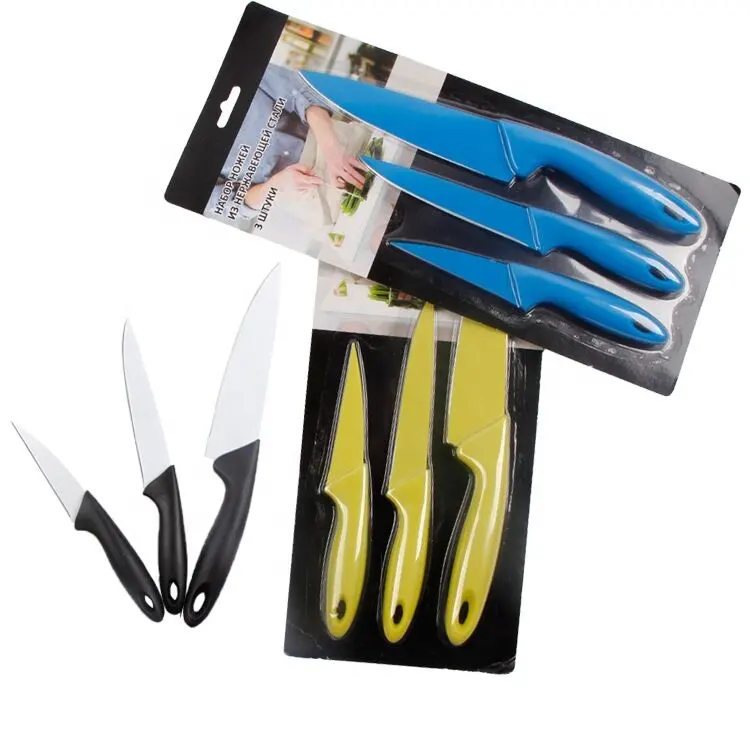Union Source-cuchillo de cocina profesional de alta calidad, conjunto de cuchillos de cocina de colores con mango de refuerzo, 3 piezas