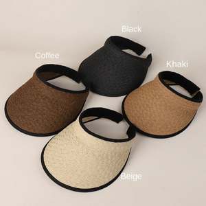 Sombrero Visera de Paja Vacaciones Verano 2025 Novedad Moda Color Sólido Visera Vacía para Playa y Exteriores - Product Image 2