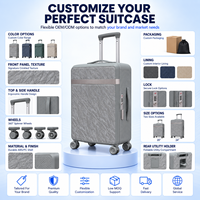 Valise trolley élégante gris argenté en PC, anti-rayures, avec panneau texturé, pour les entreprises haut de gamme, fabrication OEM