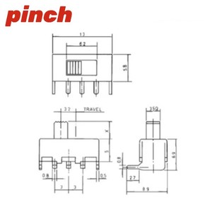 Interruptor de Palanca Pinch SS-12F23 de 3 Pines y 2 Posiciones, Mango Horizontal de Metal, Terminal de Tornillo SPDT - Product Image 2